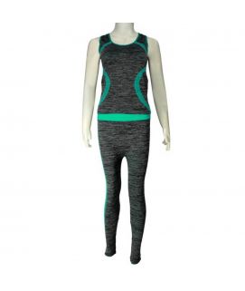 2 Piece Mesh Stretchy Training Suit Grey & Green