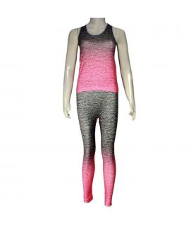 2 Piece Stretchy Training Suit Pink & Grey